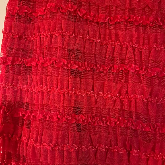 Givenchy NWT Red Hot Skirt Chiffon Ribbon Knee Length S 4 - Picture 3 of 6